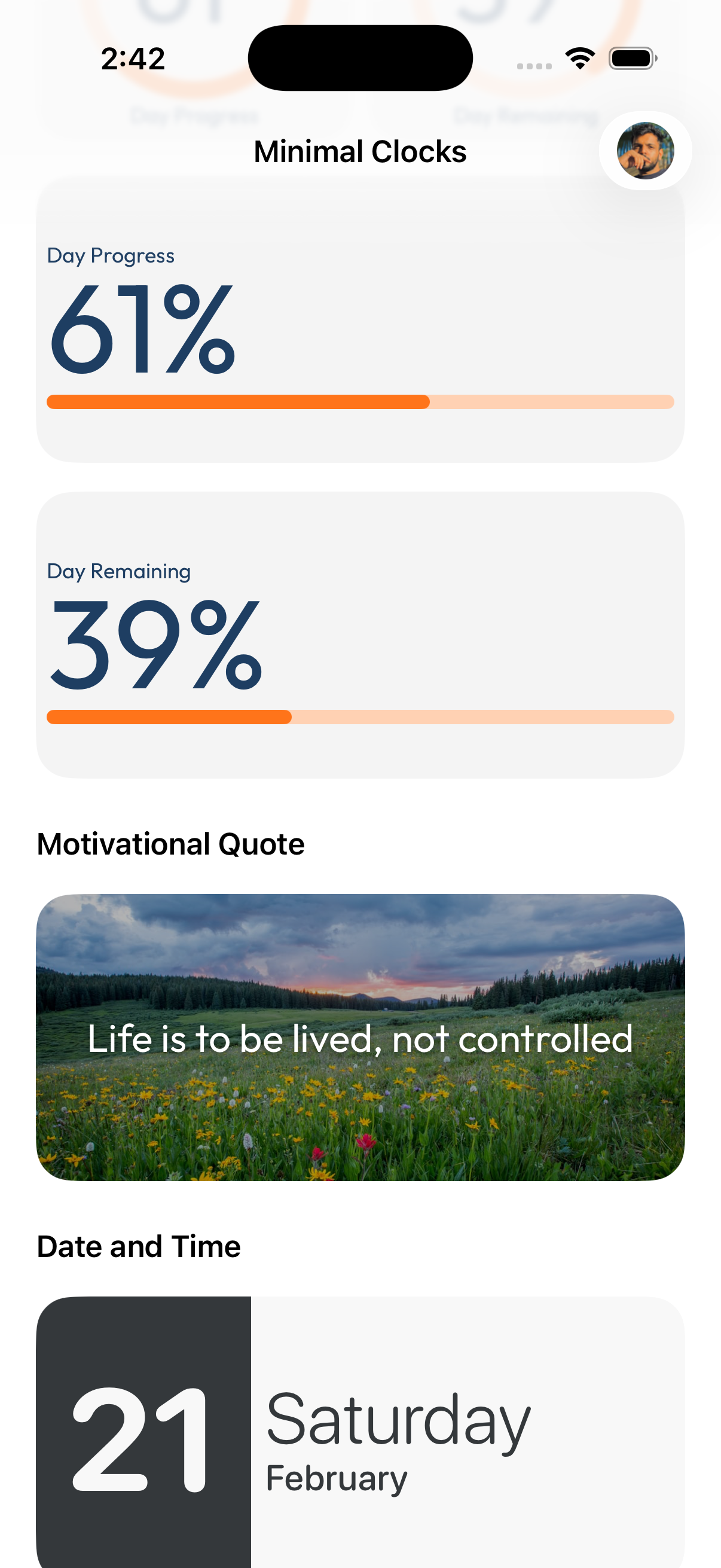 Minimal Clocks Home Screen